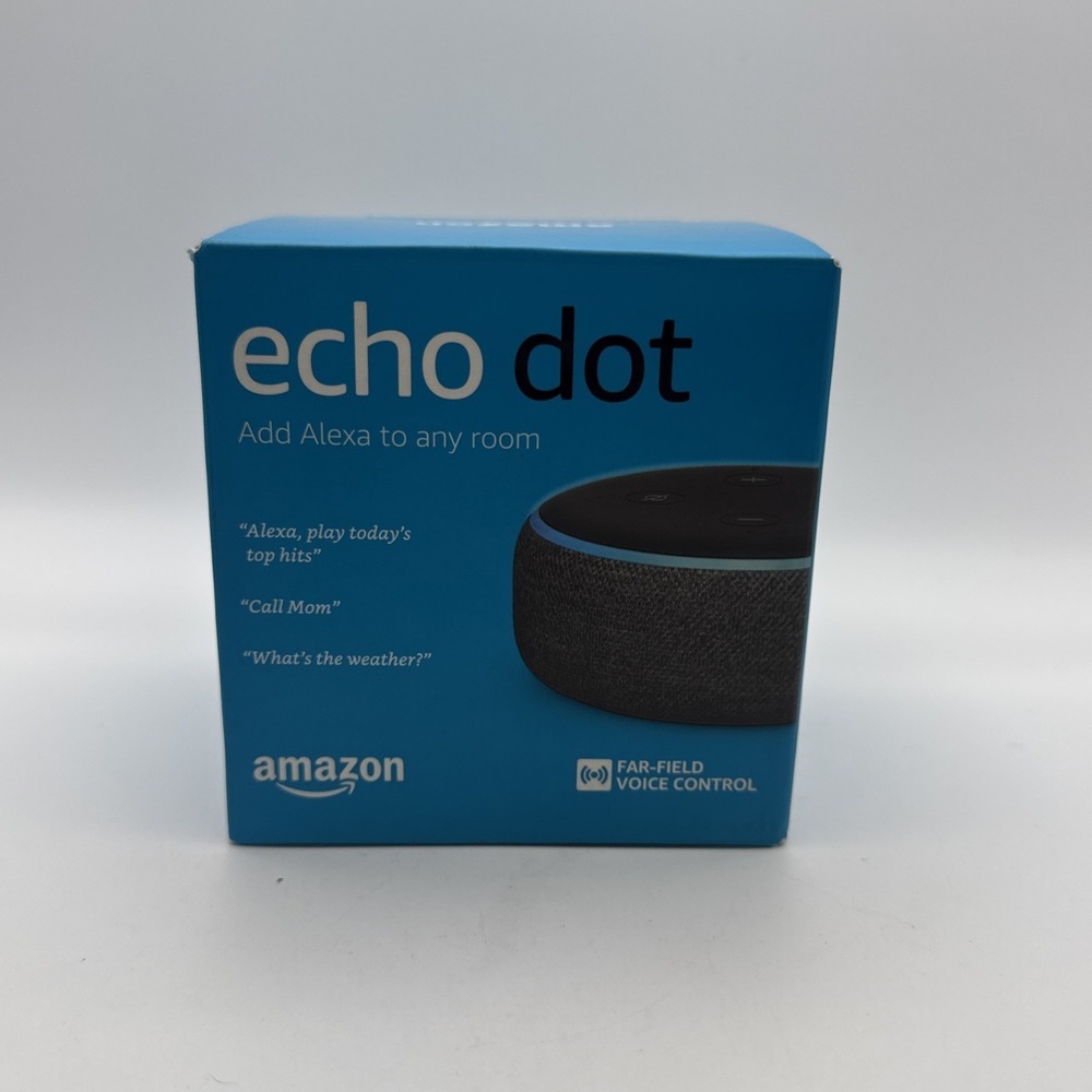 Amazon Echo Dot Smart Speaker Alexa Compatible Wi-Fi Bluetooth Fabric Black Gray